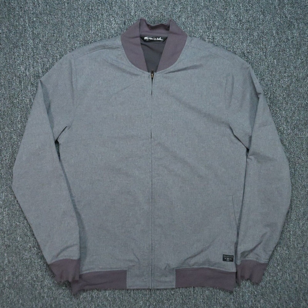 Travis Mathew Jacket Mens Medium Gray Ashville‎ Full Zip Pockets Long Sleeve